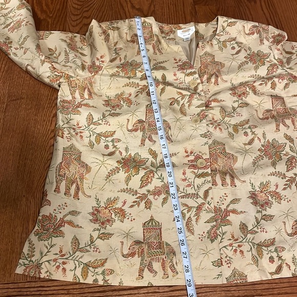 TALBOTS women’s Petite floral ELEPHANT blazer jacket SILK Asian / Indian 20WP - Picture 11 of 12